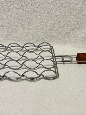 Vintage corn 4 set Grill Basket with Wooden Handle - brown